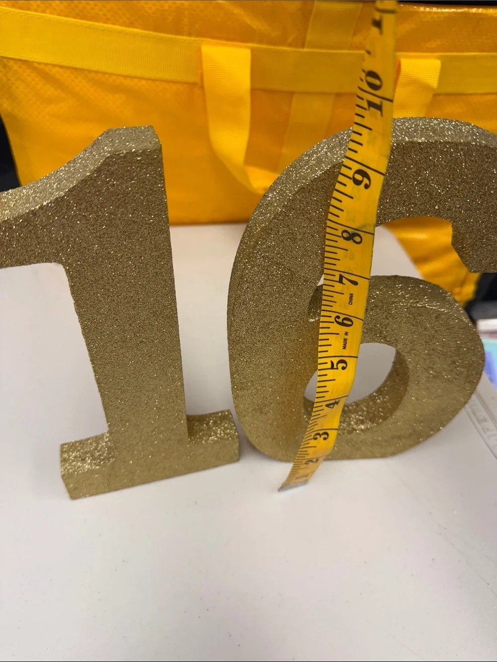 Gold Glitter Number 16 Table Decor Party Accent wood decor for hanging standing